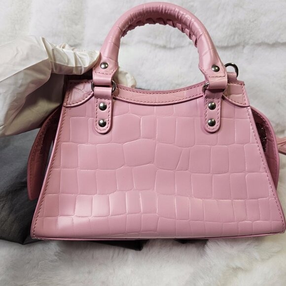 Authentic Balenciaga Nano Neo City Croc Embossed Leather in Pink - Picture 10 of 17